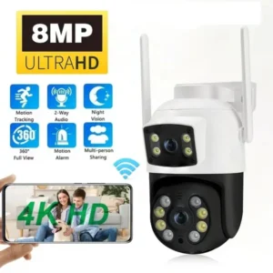 Camera de supraveghere WIFI,8 MP,2 lentile,4K Ultra HD,senzor de miscare,PTZ Inteligent,Night Vision Color